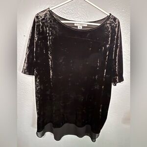 RUFF HEWN GREY Crushed Velvet women’s shirt.‎ SZ XL. Sheer hem.
